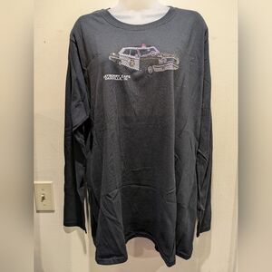Port and Company Dark Gray Long Sleeve Tee with Car Graphic Size Xl